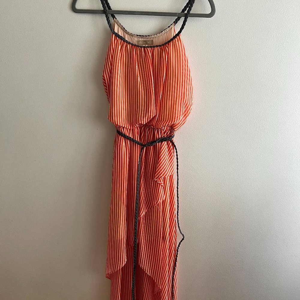 Orange Striped High-Low Dress